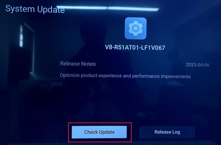 select Check Update on TCL TV