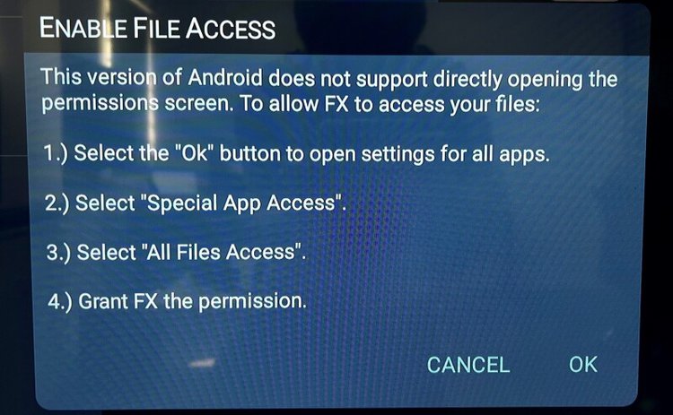 select OK to grant enable file access