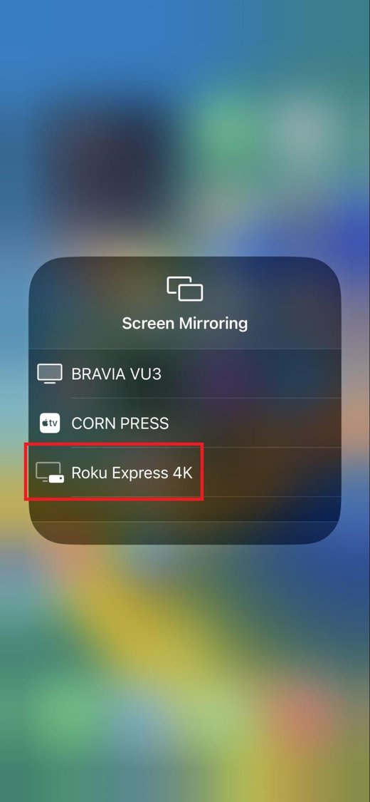 select Roku Express 4K in Screen Mirroring option