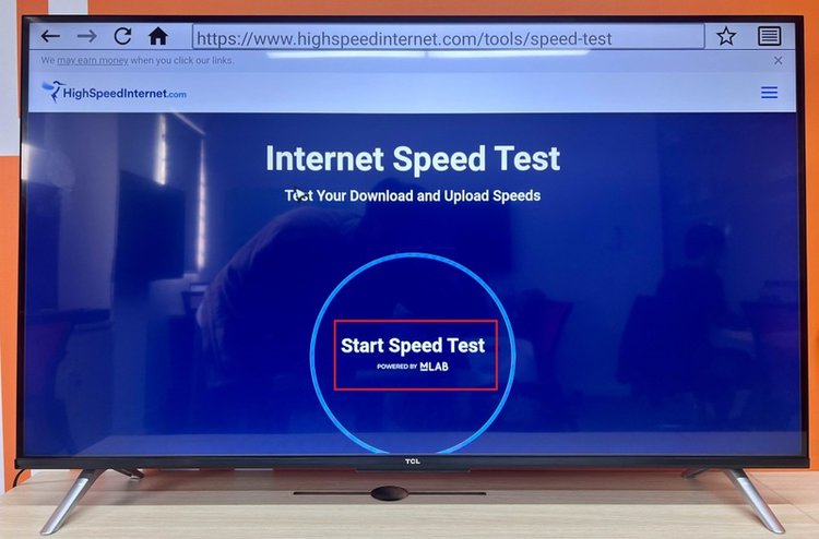 select Start Speed Test on TCL TV