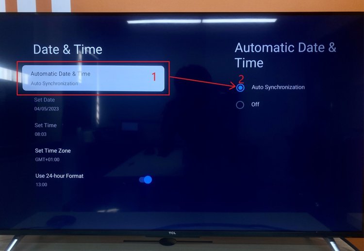 select the Auto Synchronization option in Automatic Date & Time