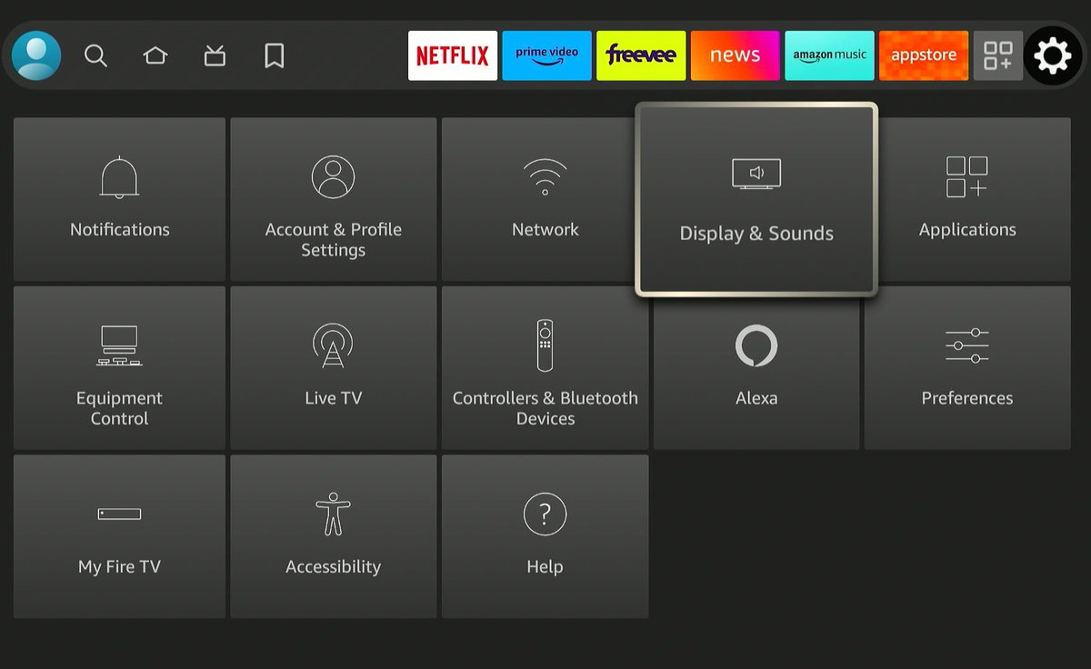 settings menu of a fire tv stick