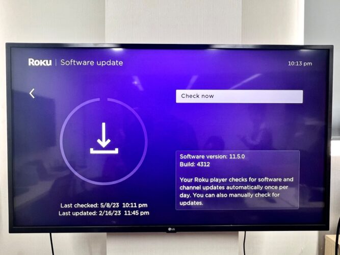 software update of a roku device
