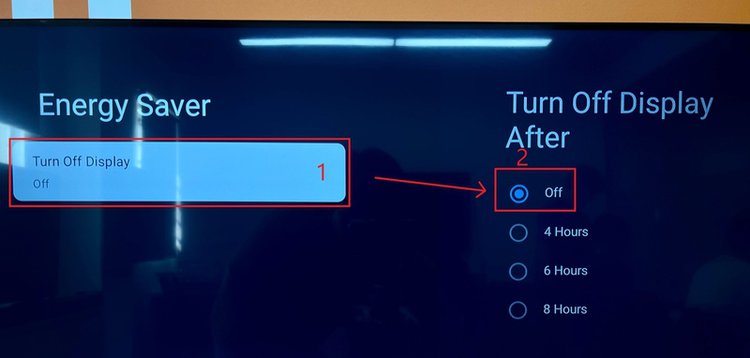 turn off the Turn Off Display option