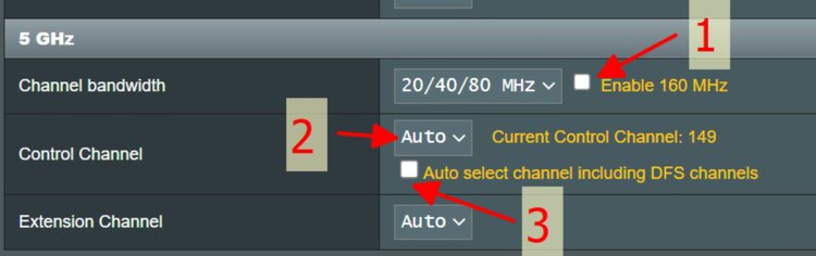 un-check Auto select channel including DFS channels