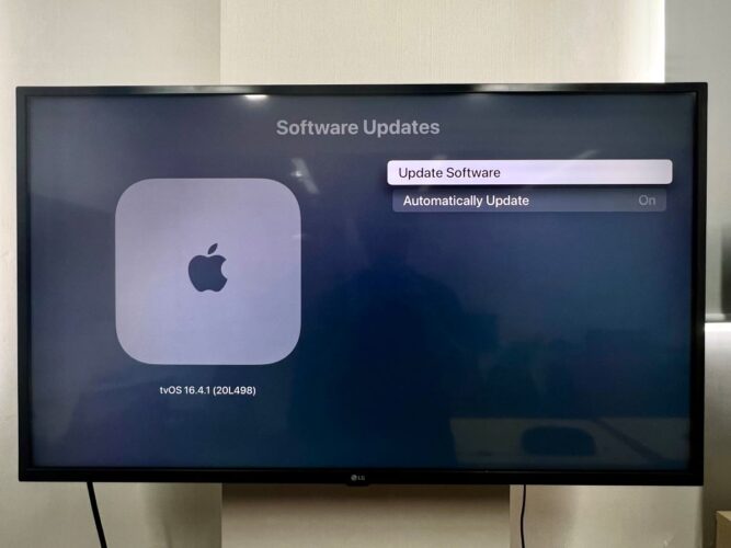 update software option of an apple tv