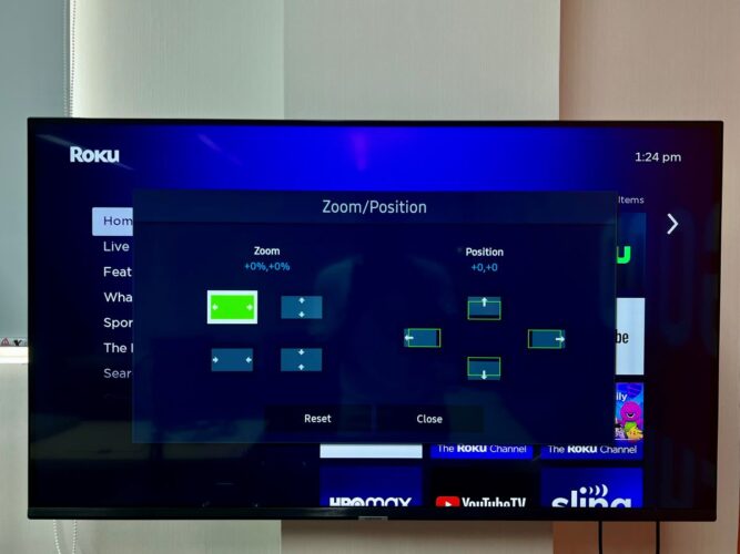 zoom/position menu on a samsung tv