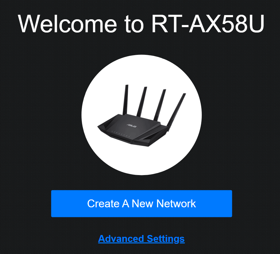Asus Router AX58U at the settings page