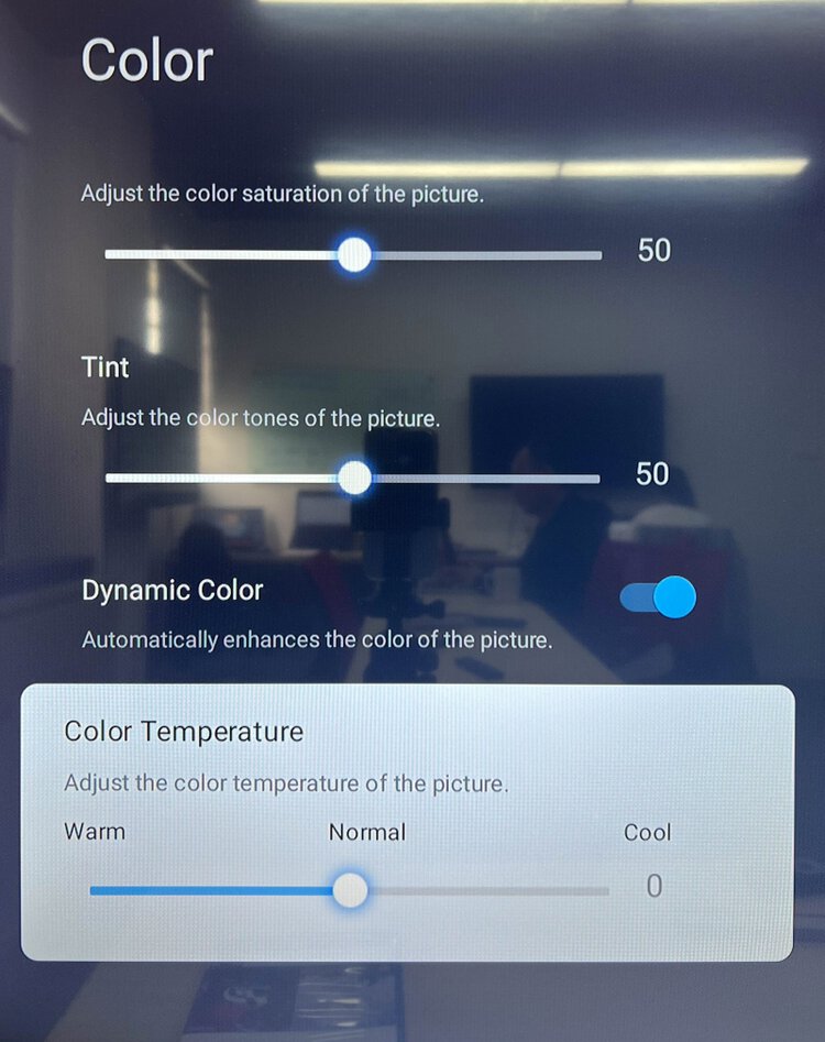 Color temperature settings on TCL TV