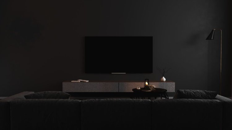 Paint Your TV Wall a Dark Accent Color to Hide TV