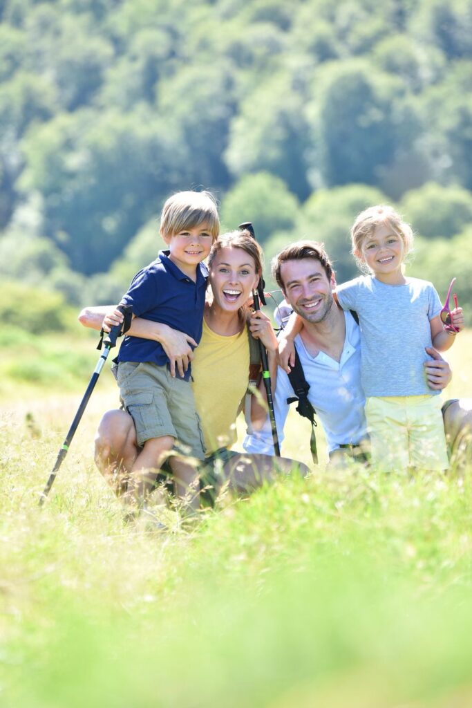 a family goes hiking