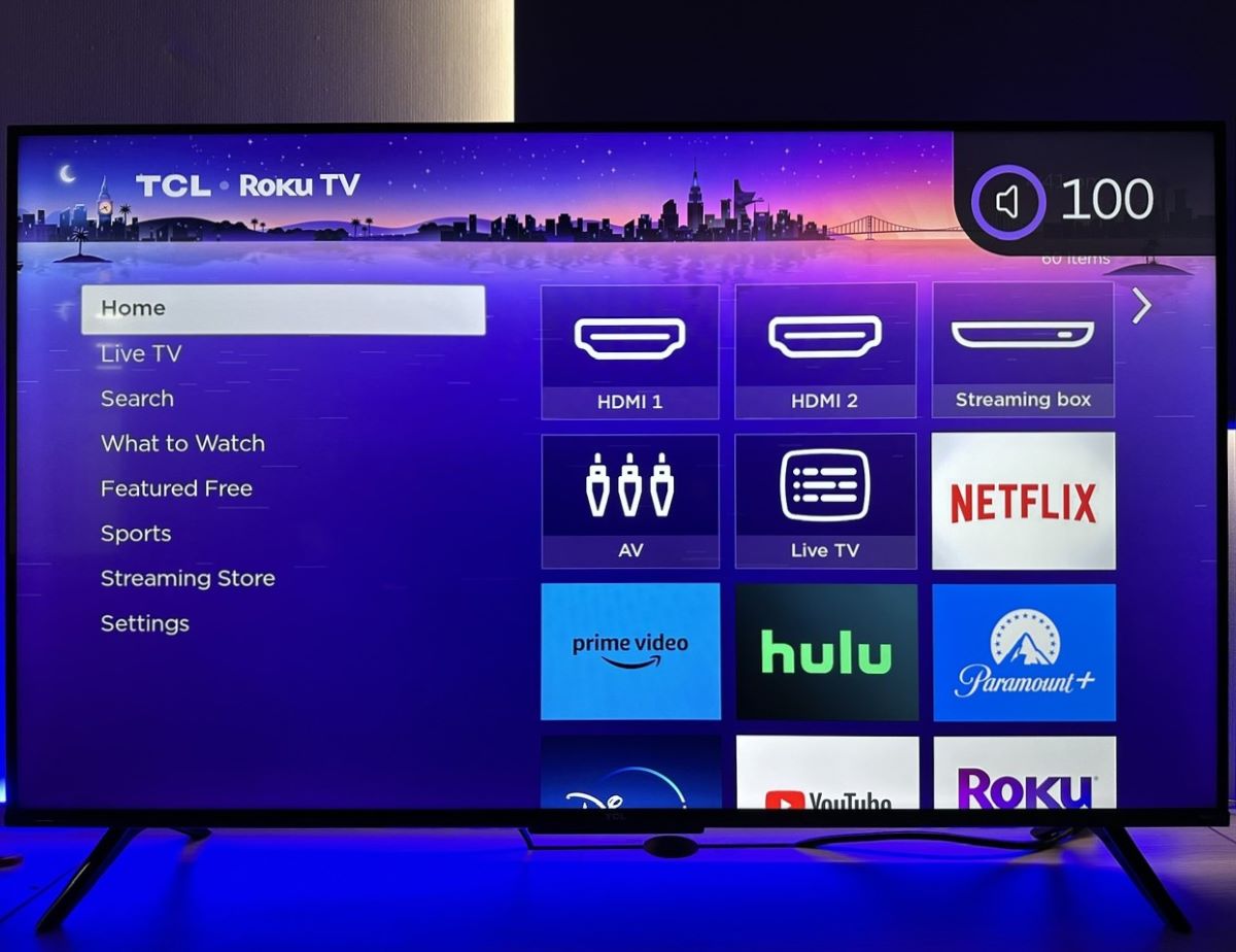 a tcl roku tv volume is set to 100