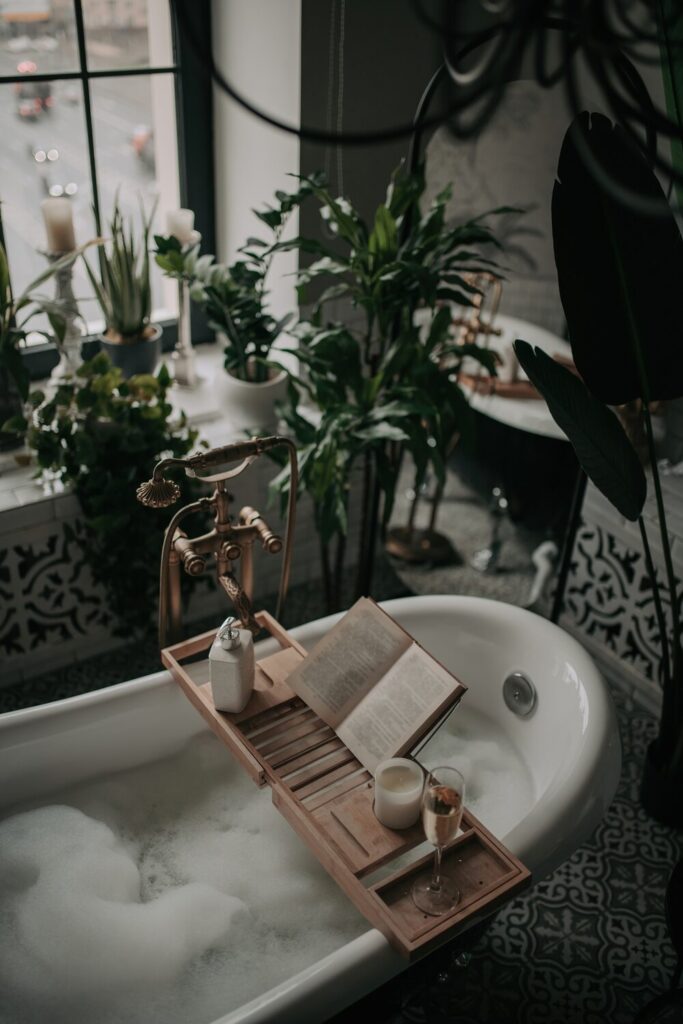 bathtub with a book