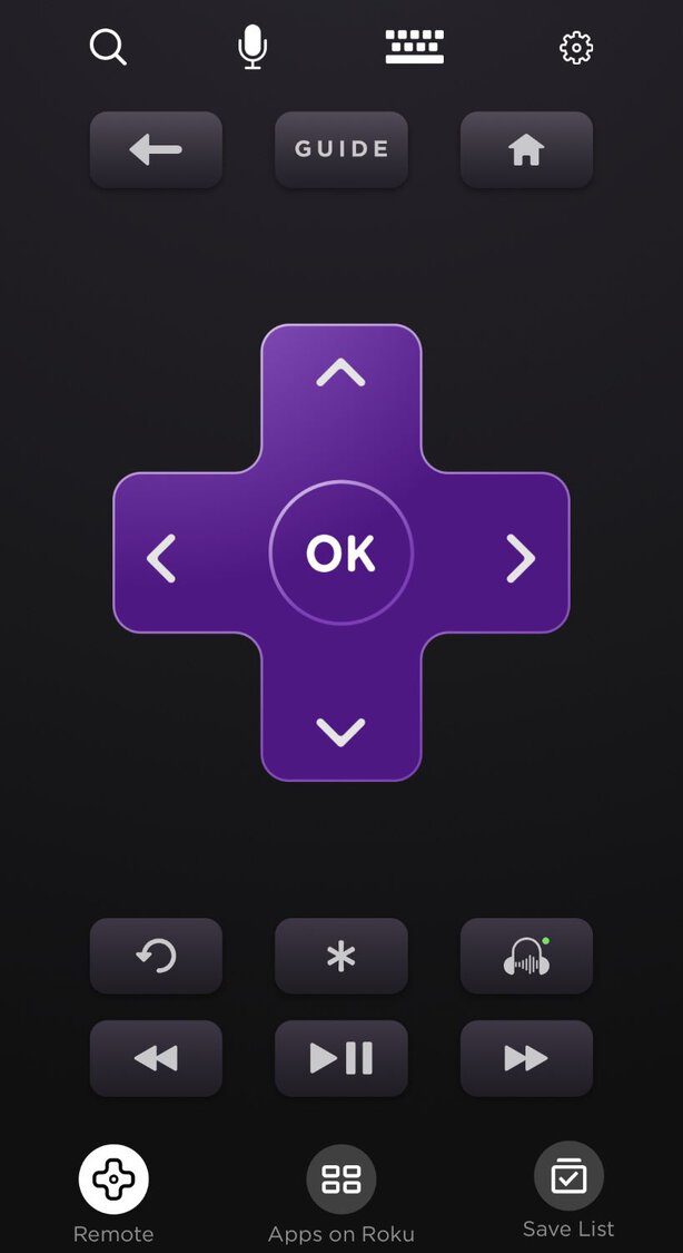 remote control of the roku mobile app