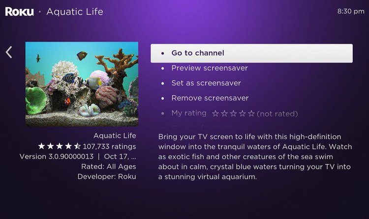 roku aquatic life screensaver