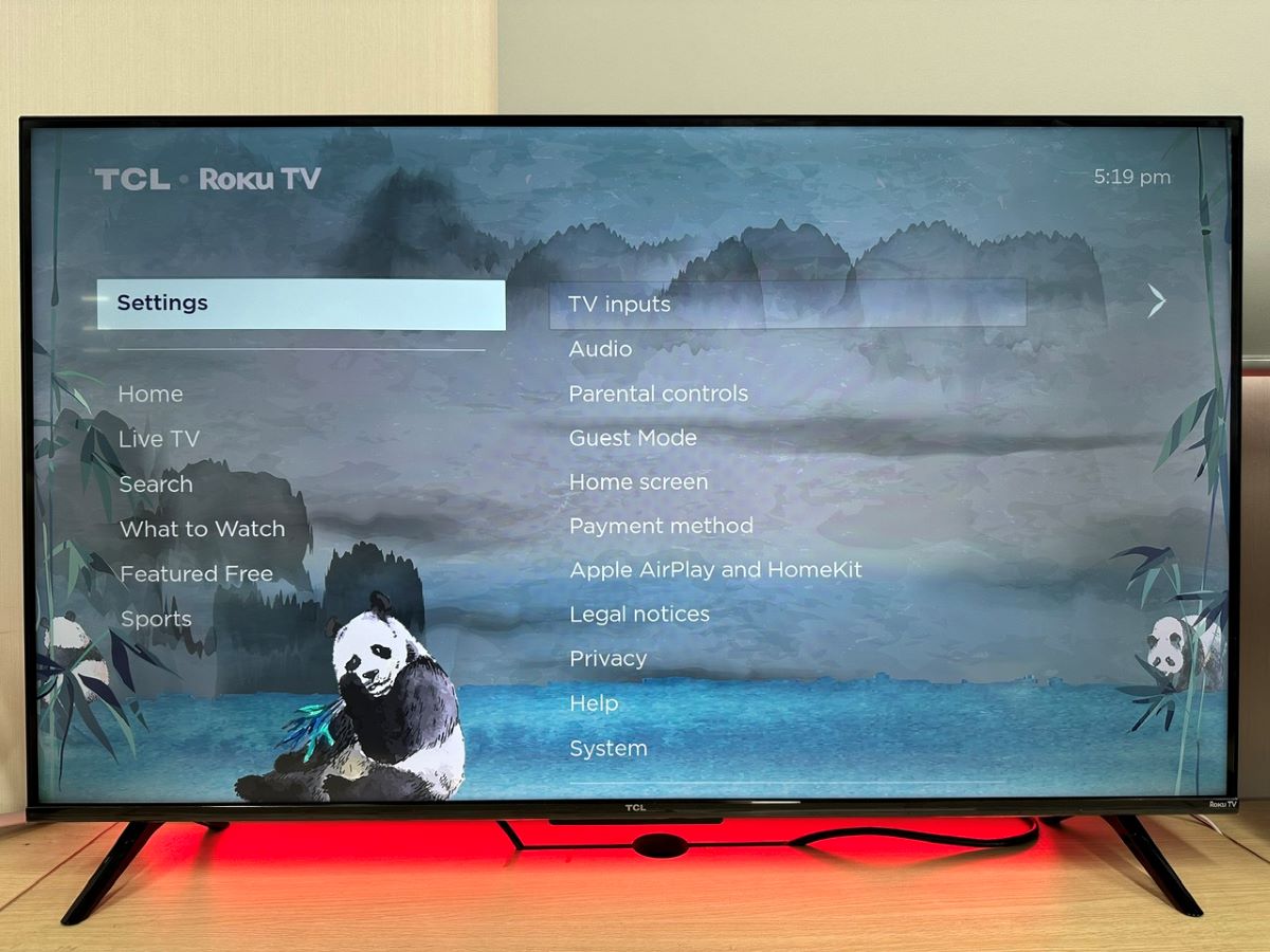 settings and tv input options are highlighted on a roku tv