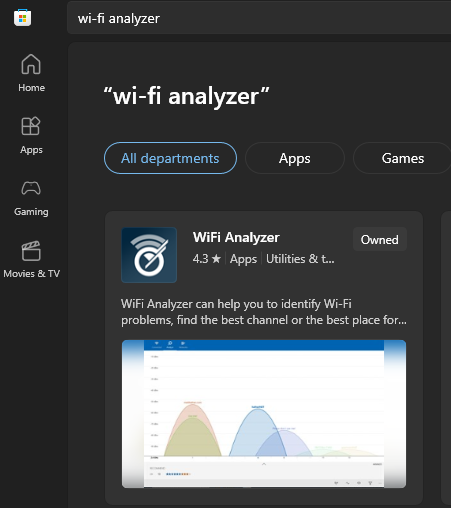 wifi analyzer app in Microsoft Store