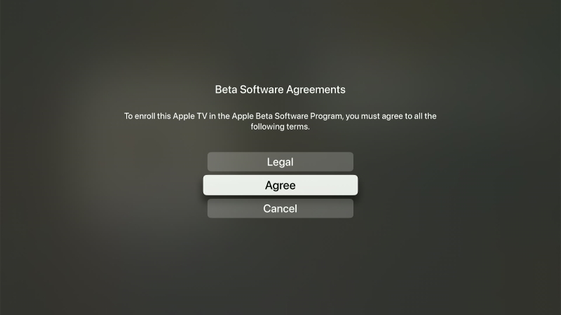 Agree to Beta Software Updates on Apple TV