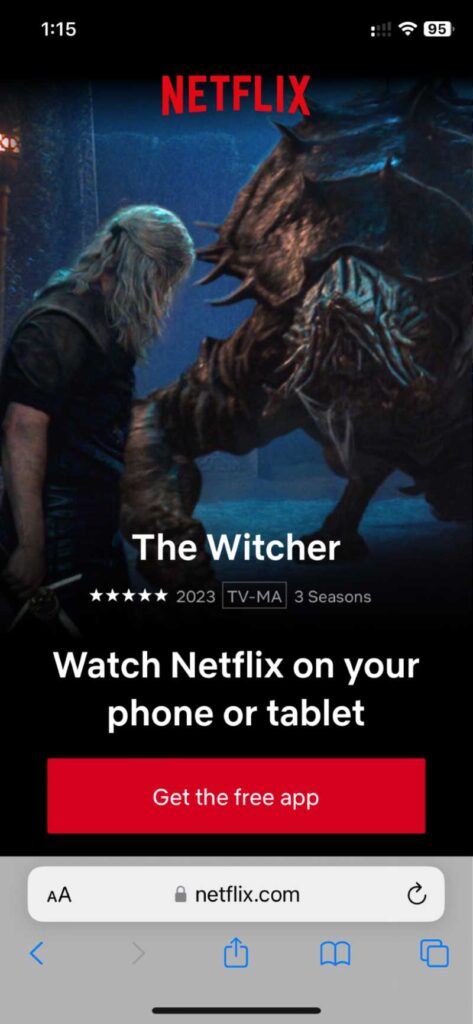Netflix requires to download the app while trying to play a movie on the web browser