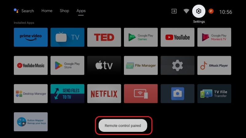 Remote control paired notification on the XGIMI projector screen