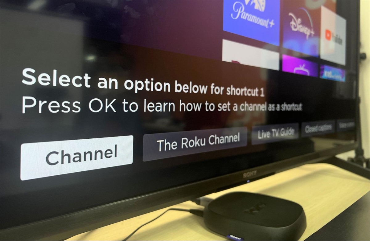 Roku shortcut button assignation screen on a Sony TV