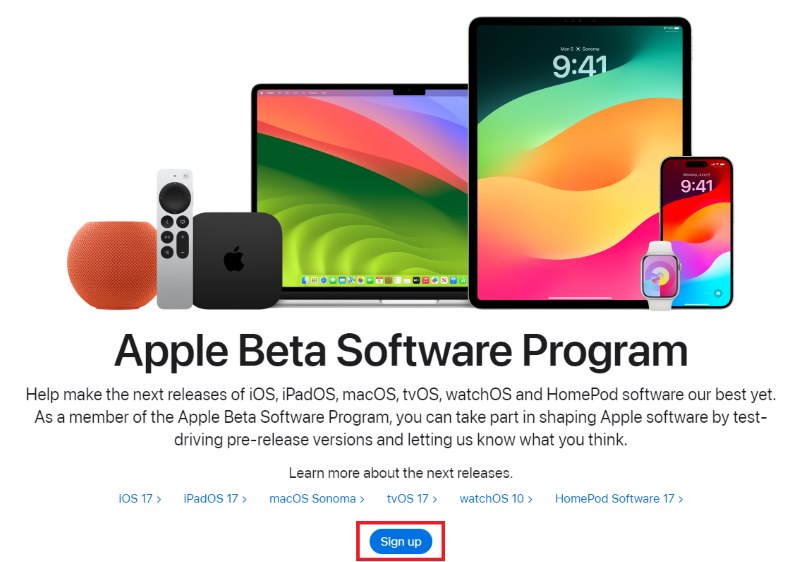 Sign Up for the Apple Beta Software Program