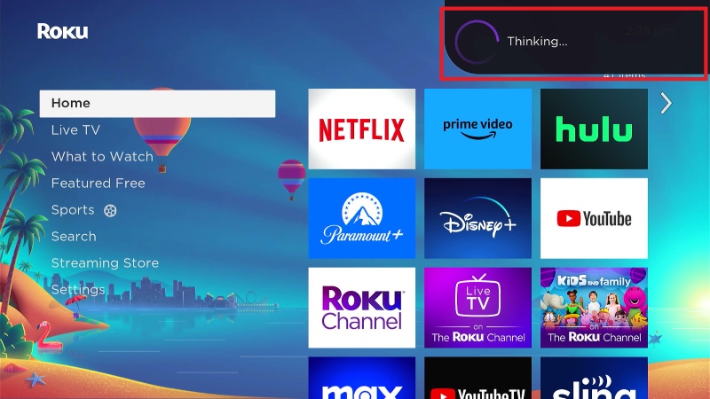The Thinking... message on the Roku screen