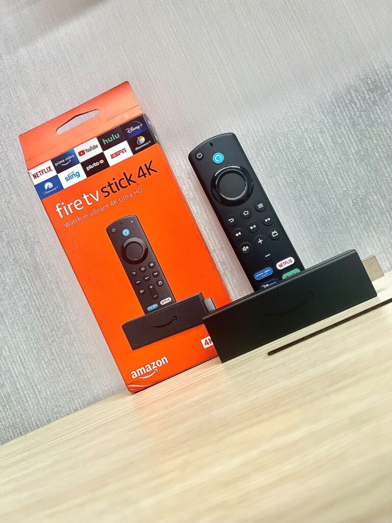 a fire tv stick is on a table