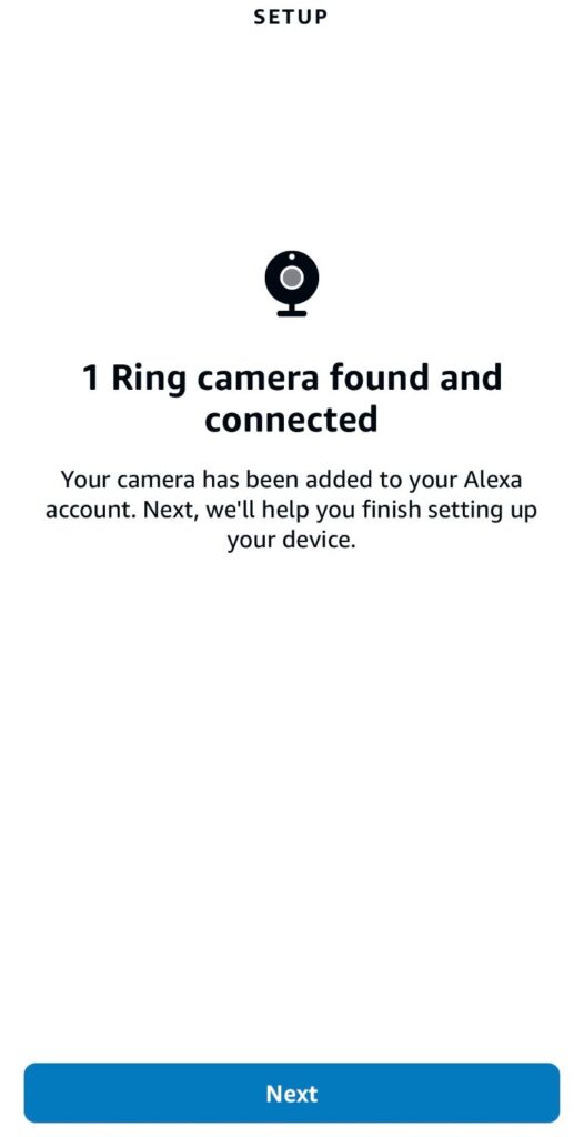 alexa app found a ring camera