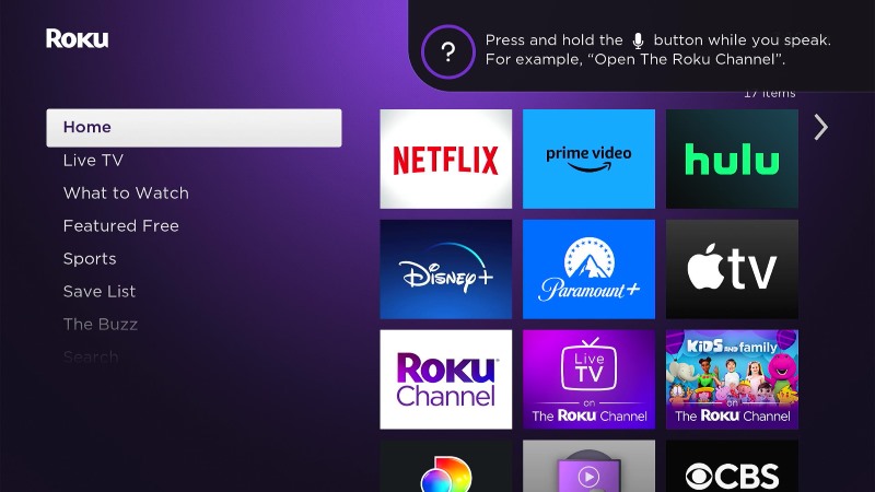 instruction for the Voice command feature on Roku