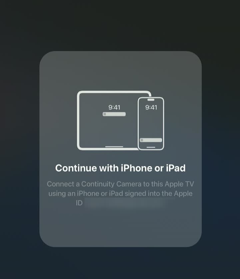 instruction to connect an external iPhone or iPad as Apple TV's FaceTime app