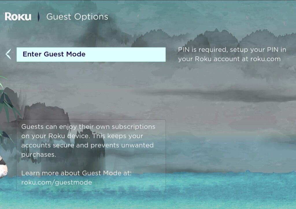 roku guest mode can't be activated due to no pin yet