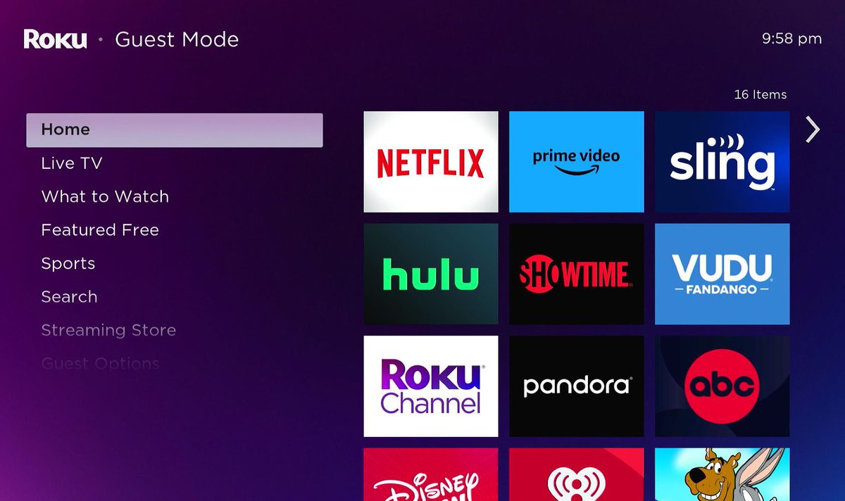 roku guest mode home screen