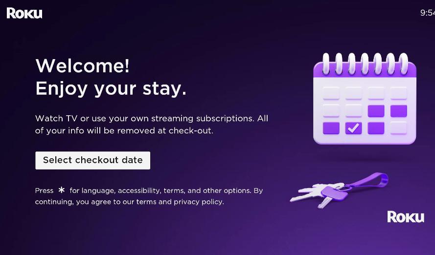 select checkout date option of roku guest mode