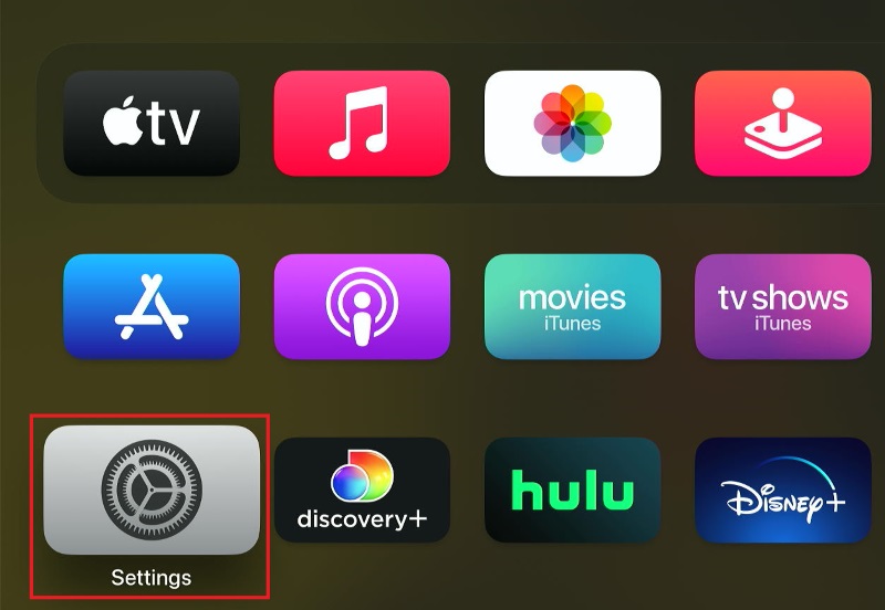 select the Settings option on Apple TV