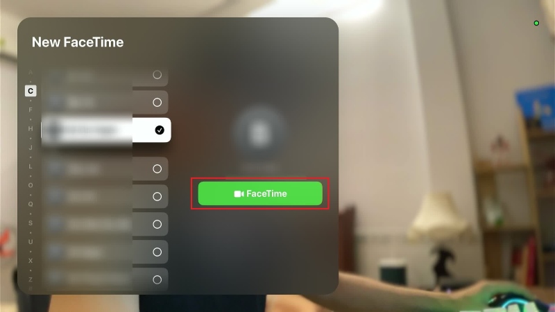 select the start FaceTime call button on Apple TV's FaceTime app