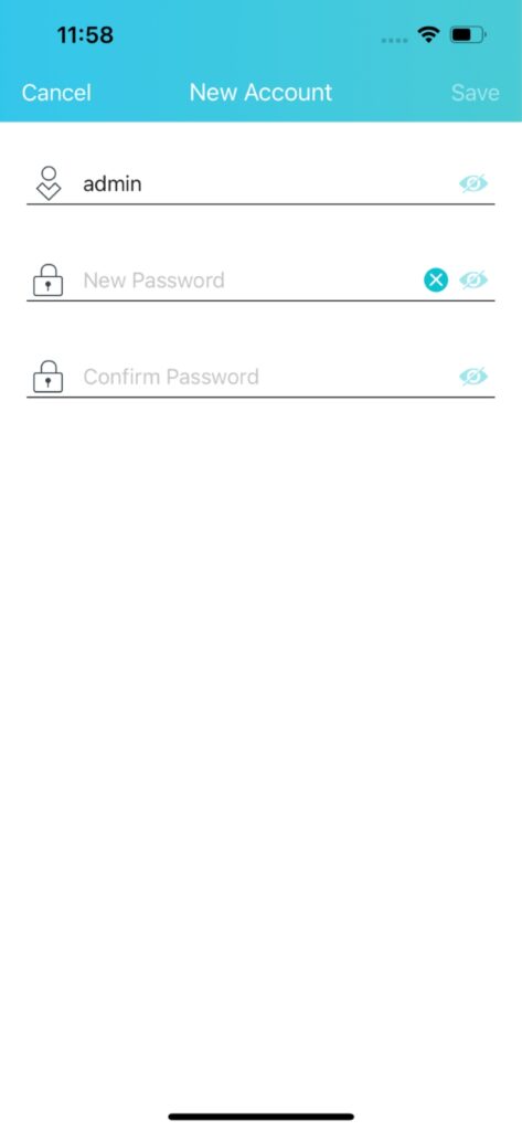set the new password and username for the router in the TP-Link Tether app