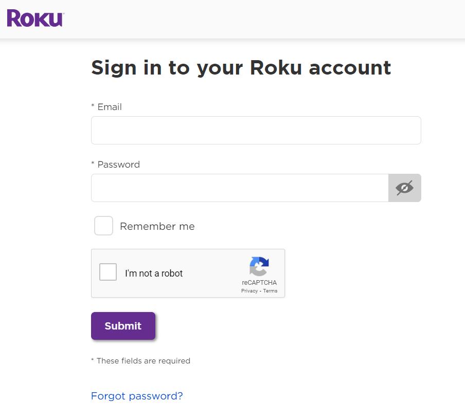 sign-in roku account screen