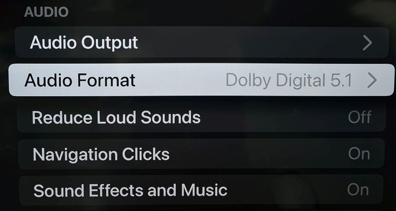 Audio Format in Apple TV AUDIO settings