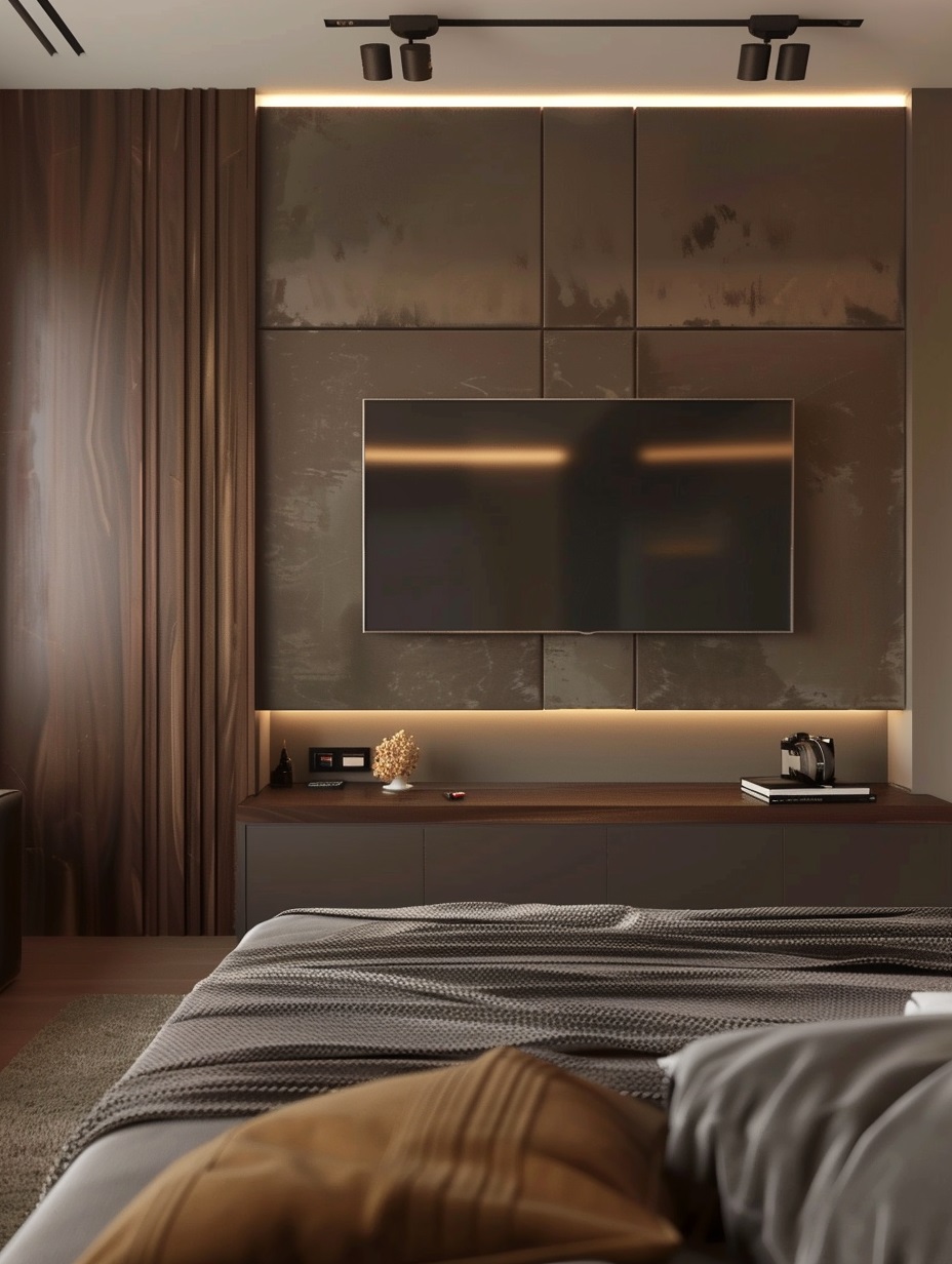 Modern Contemporary Bedroom TV Wall 5 - A Modern Contemporary Bedroom with TV and ambiance lighting