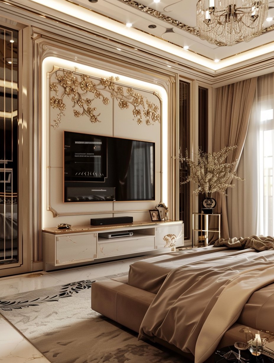 Modern Luxury Bedroom TV Wall 10