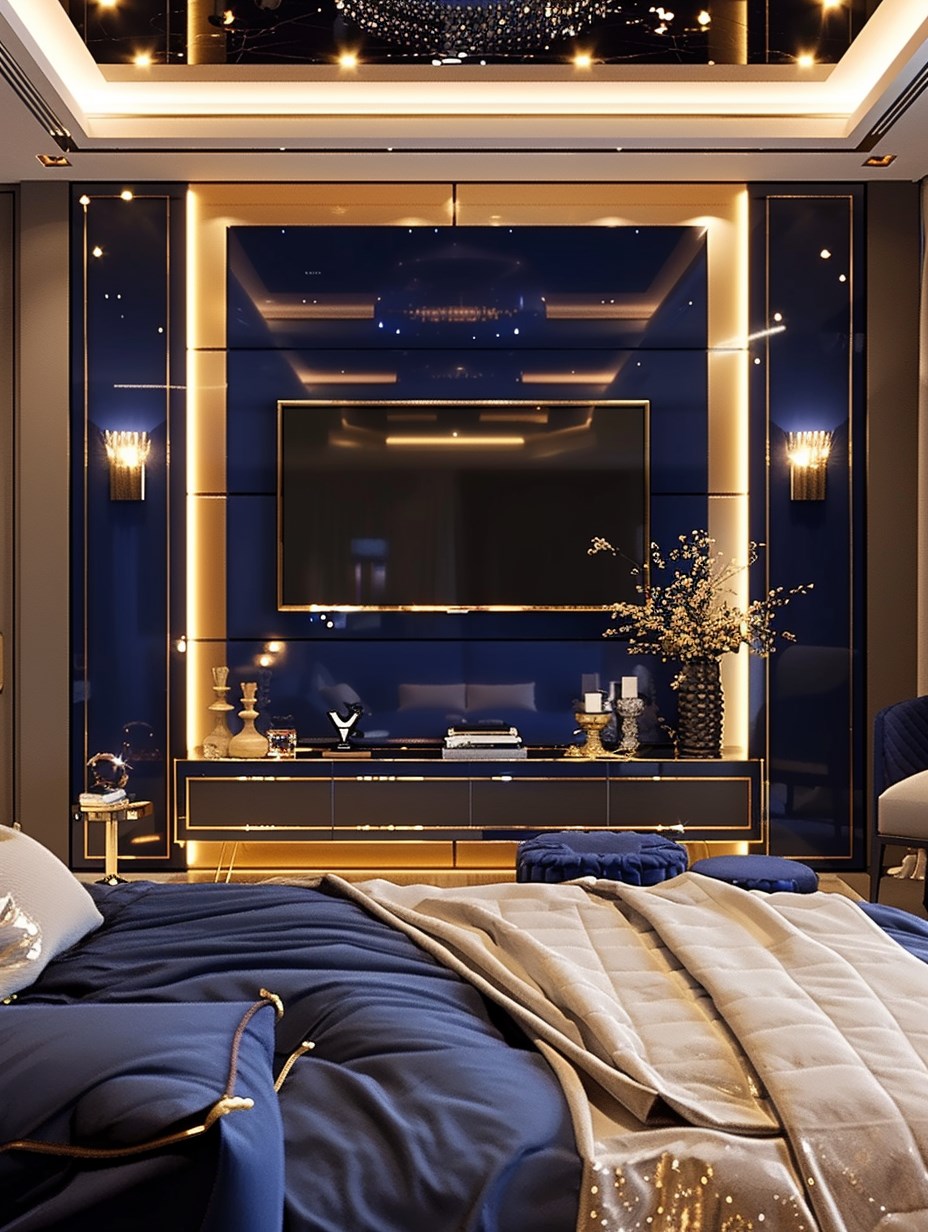 Modern Luxury Bedroom TV Wall 11