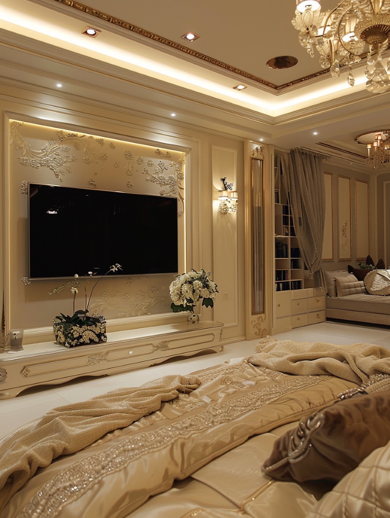 Modern Luxury Bedroom TV Wall 14