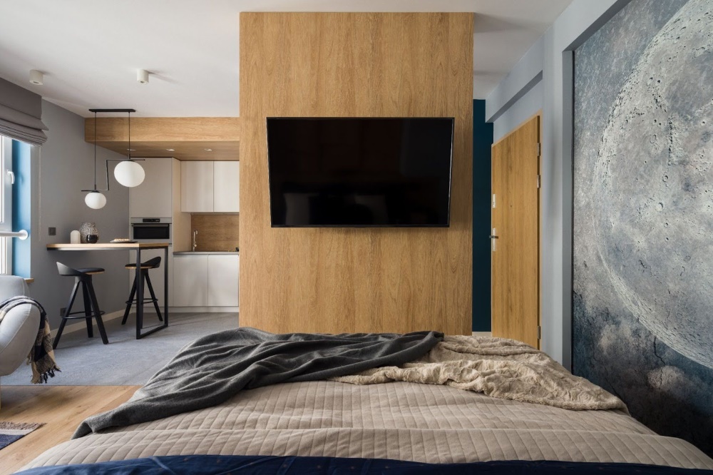 Modern Minimal Bedroom TV Wall 3 - Modern Bedroom in Light Colors