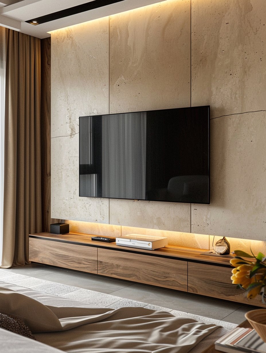 Modern Minimal Bedroom TV Wall 9