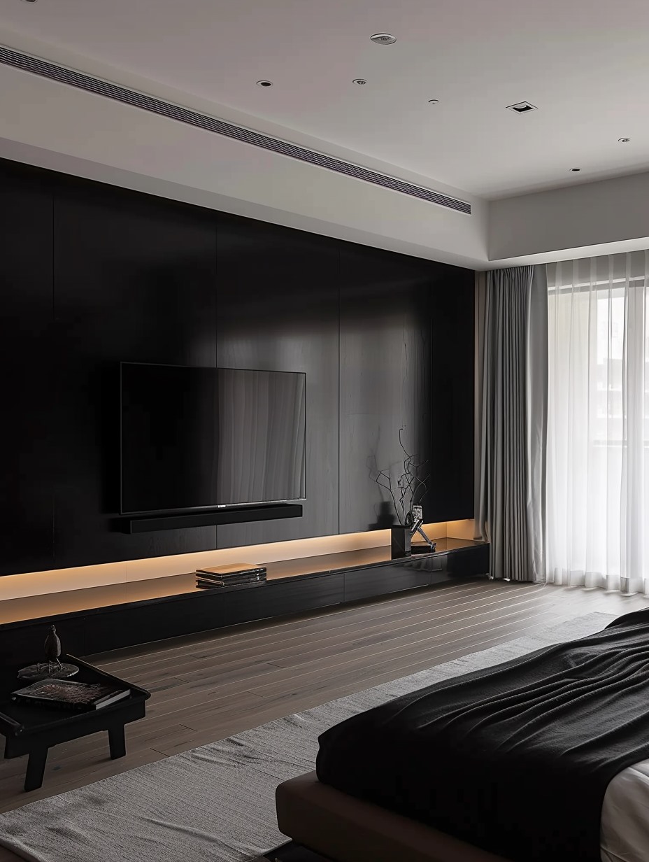 Modern Minimalist Bedroom TV Wall 10