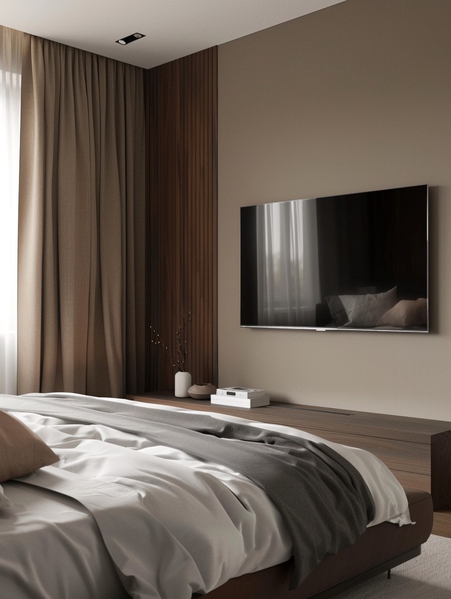 Modern Minimalist Bedroom TV Wall 9