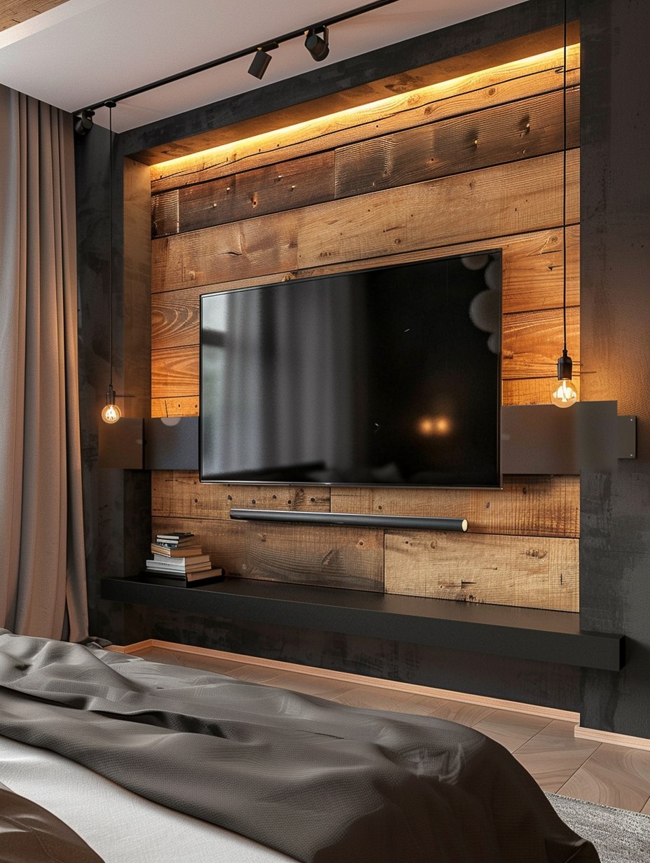 TV Wall in a Small Bedroom with a Floating Shelf 2