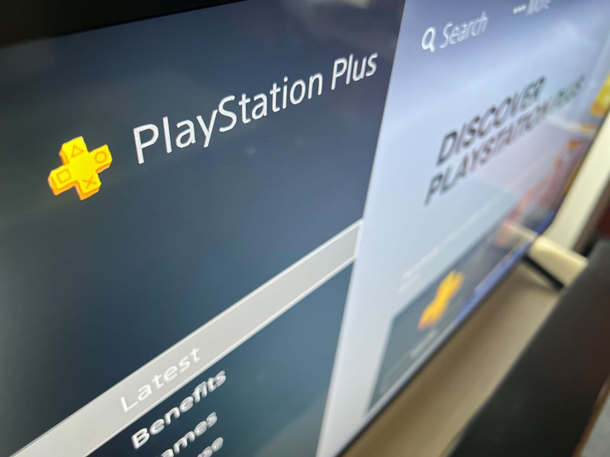 The PlayStation Plus on PS4 console and the interface on Sony TV