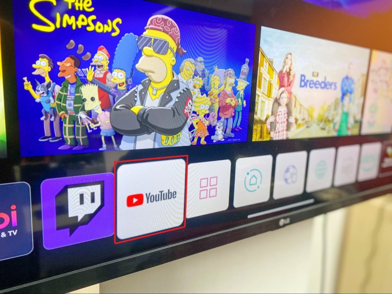 YouTube app icon on LG TV screen